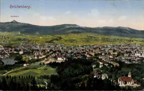 Ak Liberec Reichenberg in Böhmen, Panorama, Jeschken