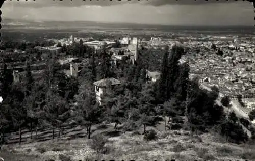 Ak Granada Andalusien Spanien, Alhambra, Panorama