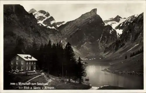 Ak Halbkanton Appenzell Außerrhoden, Wirtschaft zum Seealpsee, Berg Säntis, Altmann