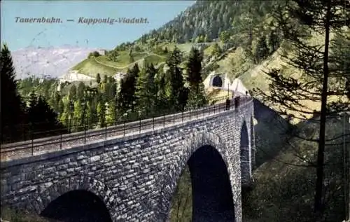 Ak Kaponig Kärnten, Tauernbahn, Viadukt