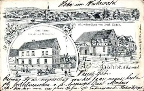 Litho Hahn am See Wallmerod, Warenhandlung, Gasthaus August Wörsdörfer