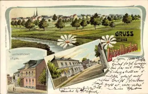 Litho Lützellinden Gießen an der Lahn Hessen, Gastwirtschaft, Panorama