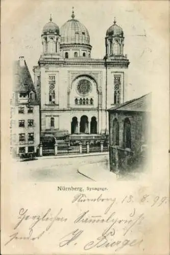 Judaika Ak Nürnberg in Mittelfranken Bayern, Synagoge