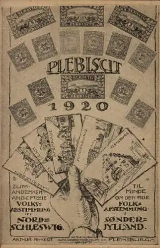 Briefmarken Ak Flensburg in Schleswig Holstein, Plebiscit 1920, Volksabstimmung in Nordschleswig