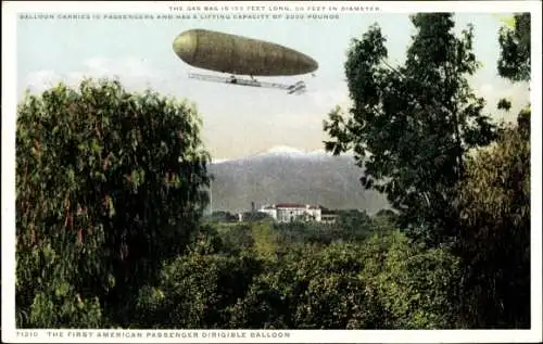 Ak Zeppelin im Flug, der erste Amerikanische Passagier Zeppelin