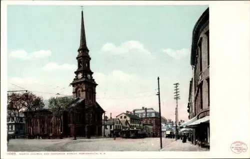 Ak Portsmouth New Hampshire USA, North Church und Congress Street