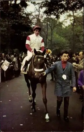 Ak Pferderennsport, Decembre 1967, Postillon, Jockey, Jean Claude Destaint