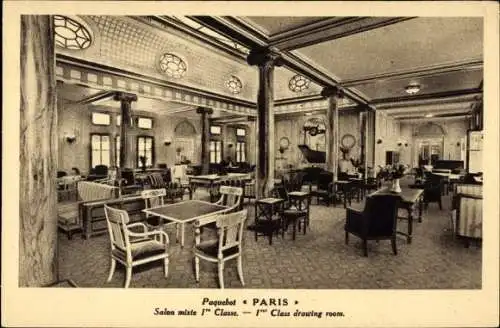 Ak Paquebot Paris, CGT French Line, gemischte Lounge der 1. Klasse