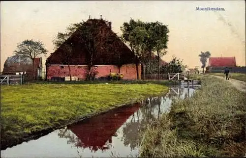 Ak Monnikendam Waterland Nordholland Niederlande, Dorfpartie