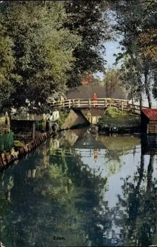 Ak Edam Volendam Nordholland Niederlande, Fluss, Brücke