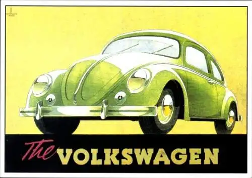 Künstler Ak Auto, Volkswagen, VW Käfer