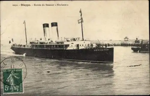 Ak Dieppe Seine-Maritime, Einfahrt des Dampfers Newhaven, Southern Railway