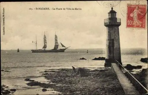 Ak Saint Nazaire Loire Atlantique, Der Leuchtturm von Ville-de-Martin