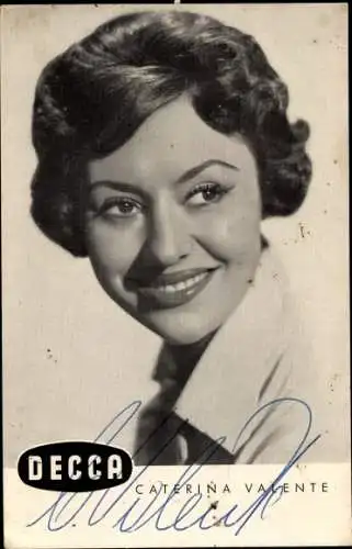 Ak Schauspielerin und Sängerin Caterina Valente, Decca-Schallplatten, Portrait, Autogramm