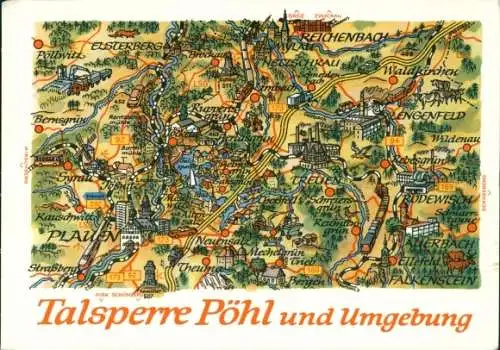 Landkarten Ak Pöhl Vogtland, Talsperre Pöhl, Reichenbach, Plauen, Lengenfeld