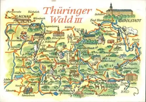 Landkarten Ak Rudolstadt in Thüringen, Thüringer Wald, Ilmenau, Saalfeld