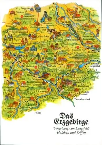 Landkarten Ak Lengefeld im Erzgebirge Sachsen, Seiffen, Holzbau