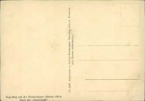 Ak Gersfeld in der Rhön Hessen, Wasserkuppe, Start Segelflugzeug Darmstadt