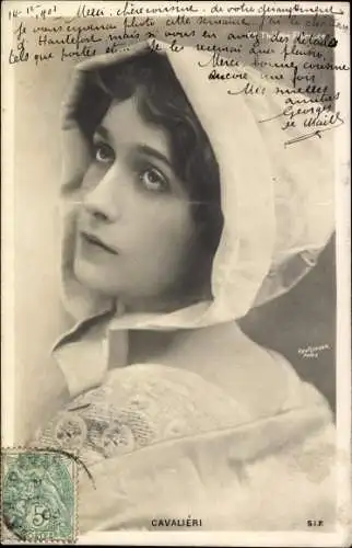 Ak Schauspielerin Cavalieri, Portrait, Theatre Florence