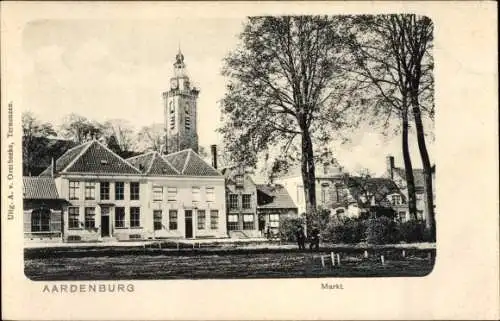 Ak Aardenburg Zeeland, Markt, Wohnhäuser, Kirchturm