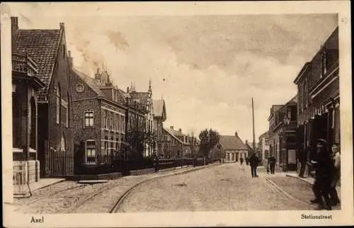 Ak Axel Zeeland Niederlande, Stationstraat