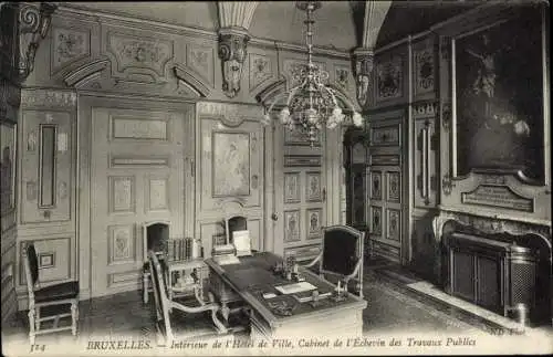 Ak Bruxelles Brüssel, Interieur de l'Hotel de Ville, le Cabinet de l'Echevin des Travaux Publics