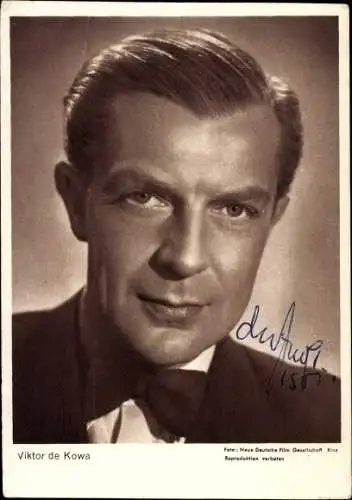 Ak Schauspieler Viktor de Kowa, Portrait, Autogramm