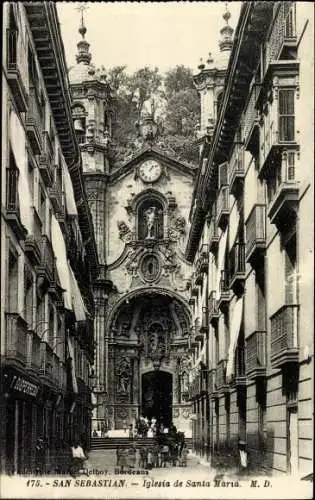 Ak Donostia San Sebastian Baskenland, Kirche Santa Maria