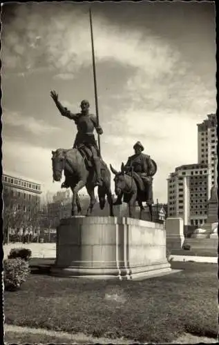 Ak Madrid Spanien, Monument a Cervantes D. Quichote