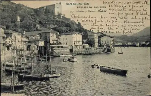 Ak Donostia San Sebastian Baskenland, Pasajes de San Juan, Boote