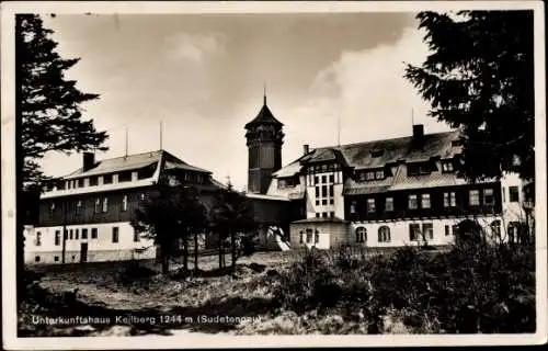 Ak Klínovec Keilberg Erzgebirge Reg. Karlsbad, Unterkunftshaus