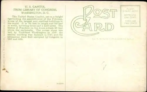 Ak Washington DC USA, U.S. Capitol from Library of Congress