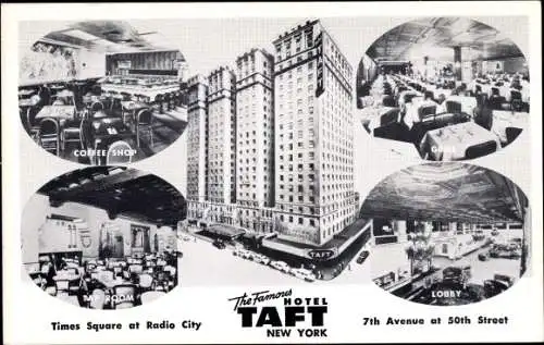 Ak New York City USA, Taft Hotel, Coffee Shop, Lobby, Grill Times Square, 7th Avenue at 50th Street