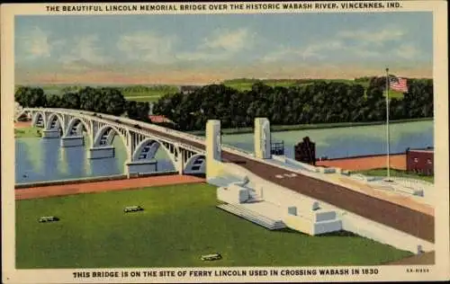 Ak Vincennes Indiana, Lincoln Memorial Bridge, Wabash River