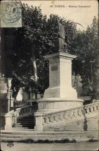 Postkarte Digne les Bains Alpes de Haute Provence, Statue Gassendi