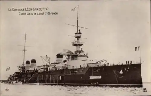 Ak Französisches Kriegsschiff Leon Gambetta, Französische Marine