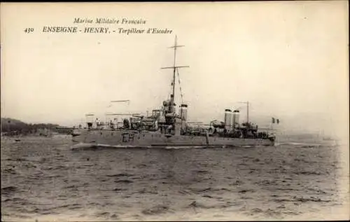 Ak Französisches Kriegsschiff Enseigne Henry, Französische Marine