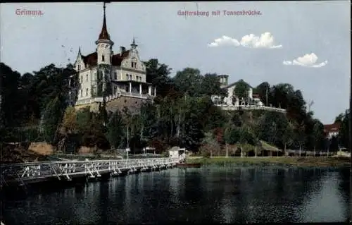 Ak Grimma Sachsen, Gattersburg mit Tonnenbrücke