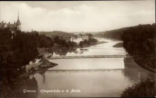 Ak Grimma in Sachsen, Mulde, Hängebrücke