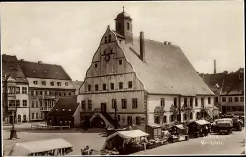 Ak Grimma in Sachsen, Marktplatz, Stände