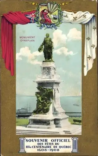 Passepartout Ak Québec Kanada, Fêtes du IIIe centenaire, 1608 à 1908, Champlain