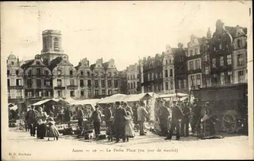 Ak Arras Pas de Calais, Kleiner Platz, Markt