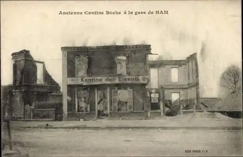 Ak Ham Somme, ehemalige Boche-Kantine am Bahnhof