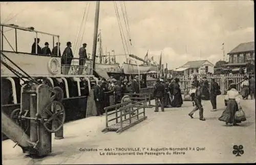 Ak Calvados de Trouville, Augustin-Normand, Kai, Anlegestelle für Passagiere aus Le Havre