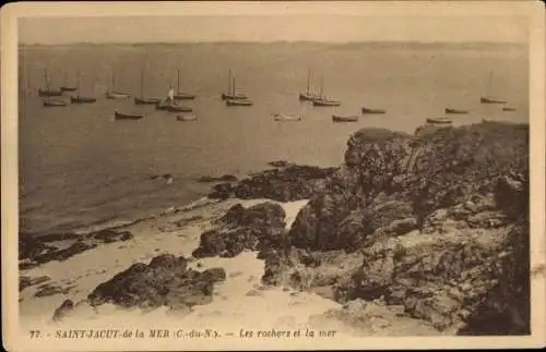 Ak Saint Jacut de la Mer Côtes d'Armor, die Felsen und das Meer