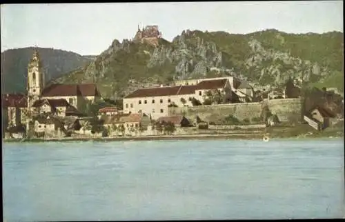 Ak Dürnstein an der Donau Wachau Niederösterreich, Teilansicht mit Burg St. Michael