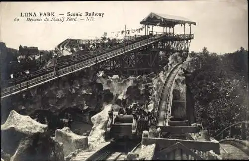 Ak Paris XVI. Passy, Luna Park, Scenic Railway, Nordmassiv