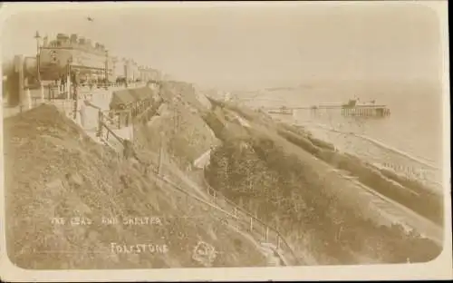 Ak Folkestone Kent England, The Leas, Shelter