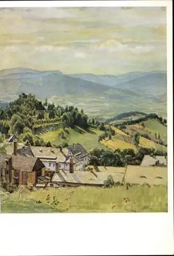 Künstler Ak Bad Gräfenberg Lázně Jeseník Jeseník Freiwaldau Reg. Olmütz, Bild über das alte Kurhaus