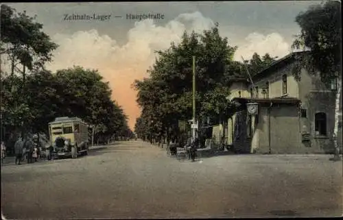 Ak Zeithain in Sachsen, Truppenübungsplatz, Lager, Hauptstraße, Bus